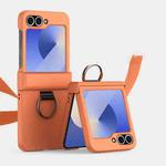 For Samsung Galaxy Z Flip6 5G Ultra-thin Skin Feel Ring Phone Case with Hinge(Orange)