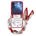 For Xiaomi Mix Flip Sketch Flower Pattern Phone Case with Scarf Bracelet(Rose)