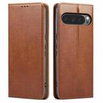 For Google Pixel 9 Pro XL Fierre Shann PU Genuine Leather Texture Phone Case(Brown)