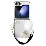 For Samsung Galaxy Z Flip6 Plush Full Coverage Phone Case with Strap(White)