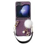 For Samsung Galaxy Z Flip6 Plush Full Coverage Phone Case with Strap(Purple)