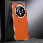 For vivo X200 Genuine Leather PC Phone Case(Orange)