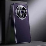 For vivo X200 Genuine Leather PC Phone Case(Dark Purple)