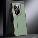 For Honor 300 Pro Genuine Leather PC Phone Case(Green)