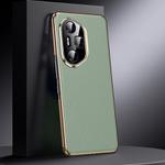 For Honor 300 Ultra Genuine Leather PC Phone Case(Green)