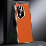 For Honor 300 Ultra Genuine Leather PC Phone Case(Orange)
