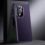 For Honor 300 Ultra Genuine Leather PC Phone Case(Dark Purple)