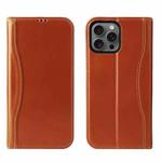 For iPhone 16 Pro Max Fierre Shann Cowhide Leather Flip Leather Phone Case(Brown)