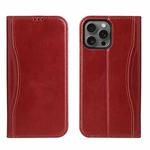 For iPhone 16 Pro Fierre Shann Cowhide Leather Flip Leather Phone Case(Red)