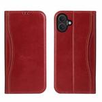 For iPhone 17 Fierre Shann Cowhide Leather Flip Leather Phone Case(Red)