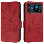 For Cubot A20 Embossed Rose RFID Anti-theft Leather Phone Case(Red)