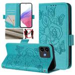 For Cubot Note 40 Embossed Rose RFID Anti-theft Leather Phone Case(Light Blue)