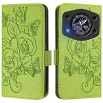 For Cubot A30 Embossed Rose RFID Anti-theft Leather Phone Case(Green)