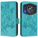 For Cubot A30 Embossed Rose RFID Anti-theft Leather Phone Case(Light Blue)