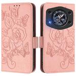 For Cubot A30 Embossed Rose RFID Anti-theft Leather Phone Case(Pink)