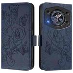 For Cubot A30 Embossed Rose RFID Anti-theft Leather Phone Case(Dark Blue)