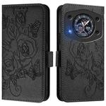 For Cubot A30 Embossed Rose RFID Anti-theft Leather Phone Case(Black)