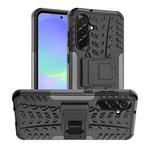 For Samsung Galaxy A36 5G Tire Texture TPU + PC Phone Case with Holder(Black)