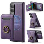 For Samsung Galaxy S25 Edge 5G DG.MING K1 MagSafe Detachable Wallet RFID Back Cover Phone Case(Purple)