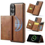 For Samsung Galaxy S25 Edge 5G DG.MING MAGKING-K2 Series MagSafe RFID Card Bag Detachable Phone Case(Brown)