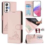 For Cubot Max 5 Cat Rat Embossed Pattern RFID Leather Phone Case with Lanyard(Pink)