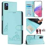 For Cubot P50 Cat Rat Embossed Pattern RFID Leather Phone Case with Lanyard(Mint Green)