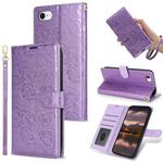 For iPhone 7 / 8 / SE 2022 Peony Flowers Imprint Leather Phone Case(Purple)