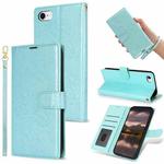 For iPhone 7 / 8 / SE 2022 Peony Flowers Imprint Leather Phone Case(Sky Blue)