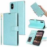 For iPhone X / XS Peony Flowers Imprint Leather Phone Case(Sky Blue)