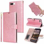 For iPhone 7 Plus / 8 Plus Peony Flowers Imprint Leather Phone Case(Pink)