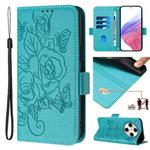 For OPPO Find X8 Pro Embossed Rose RFID Anti-theft Leather Phone Case(Light Blue)