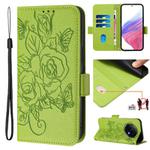 For OPPO A5 Pro China Embossed Rose RFID Anti-theft Leather Phone Case(Green)