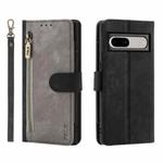 For Google Pixel 7 POLA Dual-color Zipper Wallet RFID Leather Phone Case(Grey Black)