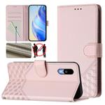 For Sharp Basio Active3 Honeycomb Embossing RFID Leather Phone Case(Pink)