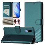 For Sharp Basio Active3 Honeycomb Embossing RFID Leather Phone Case(Peacock Green)