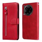 For Tecno Camon 30 4G / 5G Fashion Calf Texture Zipper Leather Phone Case(Red)