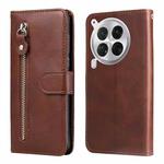 For Tecno Camon 30 Premier Fashion Calf Texture Zipper Leather Phone Case(Brown)