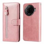 For Tecno Camon 30 Pro Fashion Calf Texture Zipper Leather Phone Case(Rose Gold)