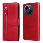 For Tecno Spark Go 1 / Pop 9 / Spark Go 2025 Fashion Calf Texture Zipper Leather Phone Case(Red)