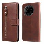 For Tecno Camon 30S / Camon 30S Pro Fashion Calf Texture Zipper Leather Phone Case(Brown)