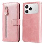 For Tecno Spark 40 4G Fashion Calf Texture Zipper Leather Phone Case(Rose Gold)
