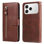 For Tecno Spark 40 4G Fashion Calf Texture Zipper Leather Phone Case(Brown)