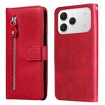 For Tecno Spark 40 4G Fashion Calf Texture Zipper Leather Phone Case(Red)