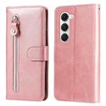 For Tecno Spark 40 Pro 4G Fashion Calf Texture Zipper Leather Phone Case(Rose Gold)