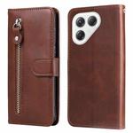 For Tecno Pova 7 Ultra 5G Fashion Calf Texture Zipper Leather Phone Case(Brown)