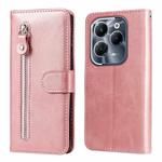 For Infinix Hot 40 / Hot 40 Pro Fashion Calf Texture Zipper Leather Phone Case(Rose Gold)