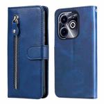 For Infinix Hot 40i Fashion Calf Texture Zipper Leather Phone Case(Blue)