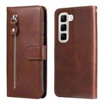 For Infinix Hot 50 4G Fashion Calf Texture Zipper Leather Phone Case(Brown)