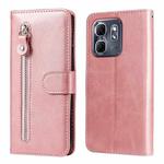 For Infinix Hot 50i / Smart 9 Fashion Calf Texture Zipper Leather Phone Case(Rose Gold)