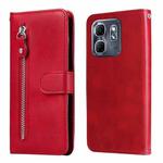 For Infinix Hot 50i / Smart 9 Fashion Calf Texture Zipper Leather Phone Case(Red)